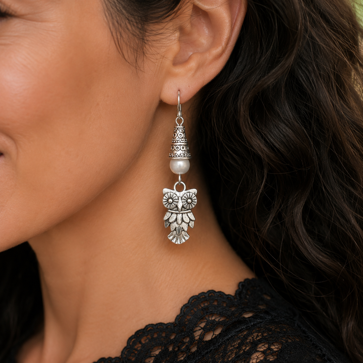 Owl Earrings Model Close ChatGPT.png