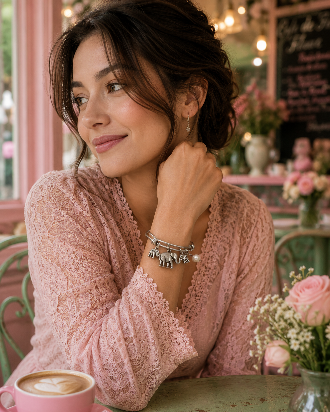 Elephant Pearl Bracelet Woman Cafe ChatGPT.png