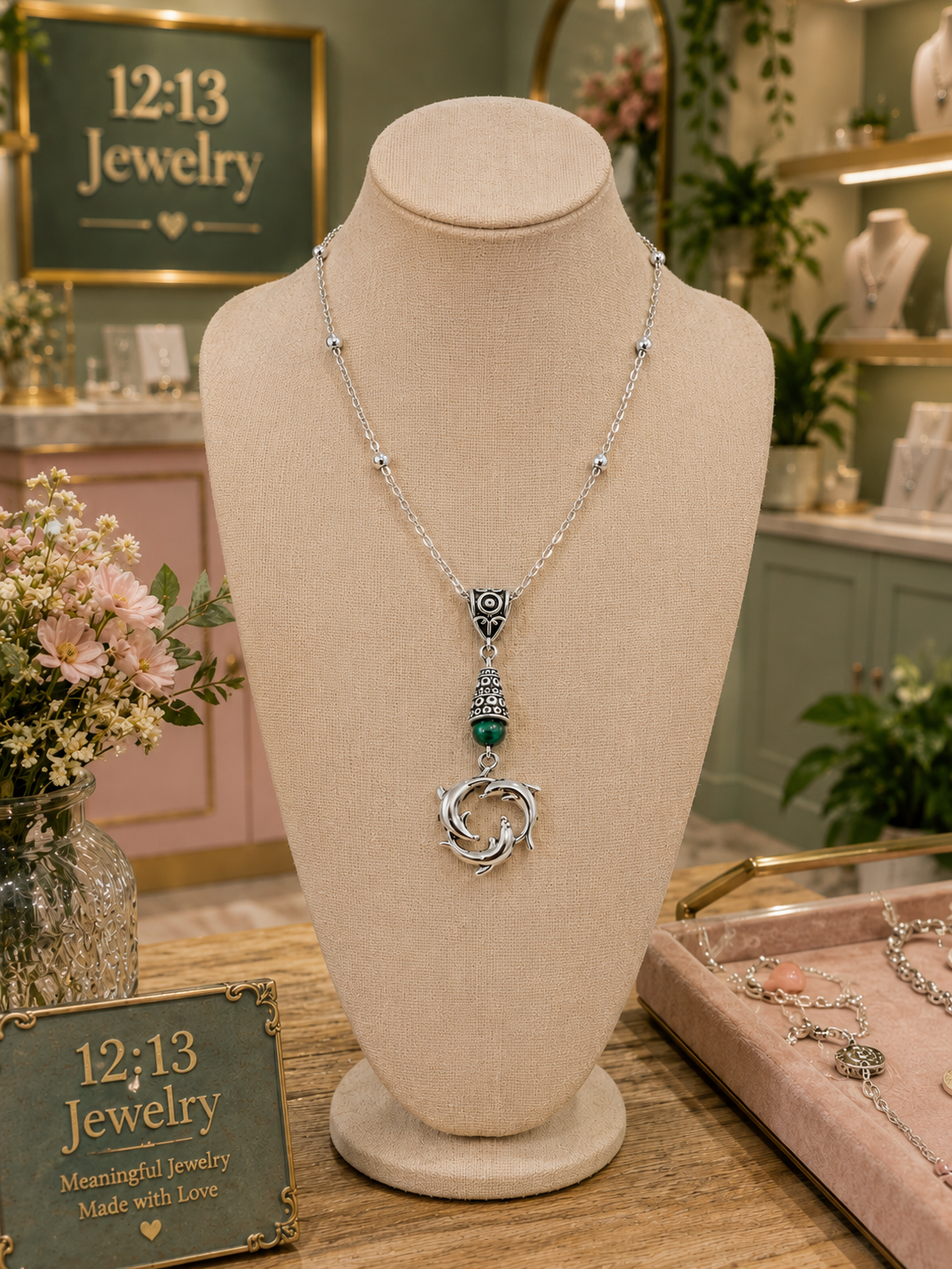 Dolphin Necklace Green Shop ChatGPT.png