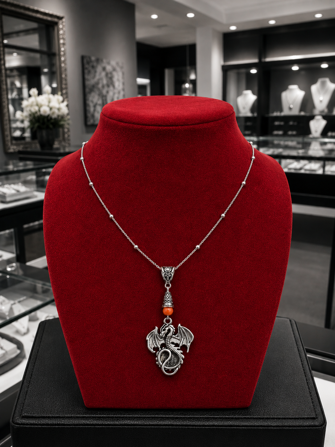 Dragon Necklace Orange Jewelry Shop ChatGPT.png