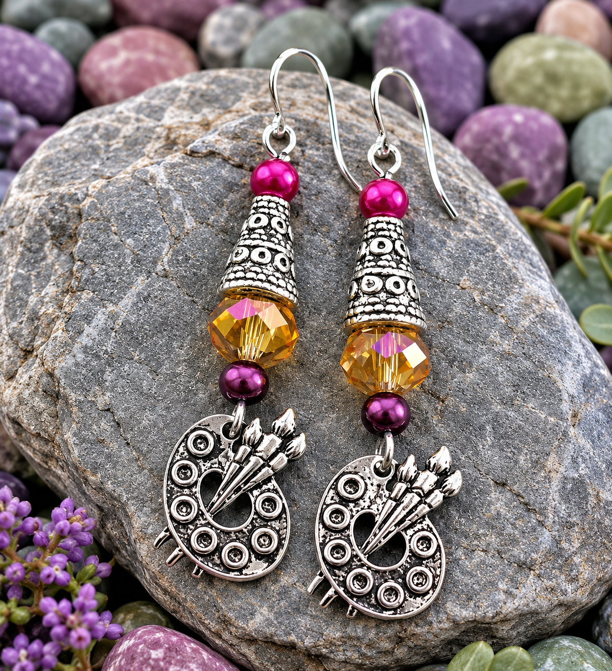 Walter Anderson Museum Artist Palette Earrings Gray Rock ChatGPT.png