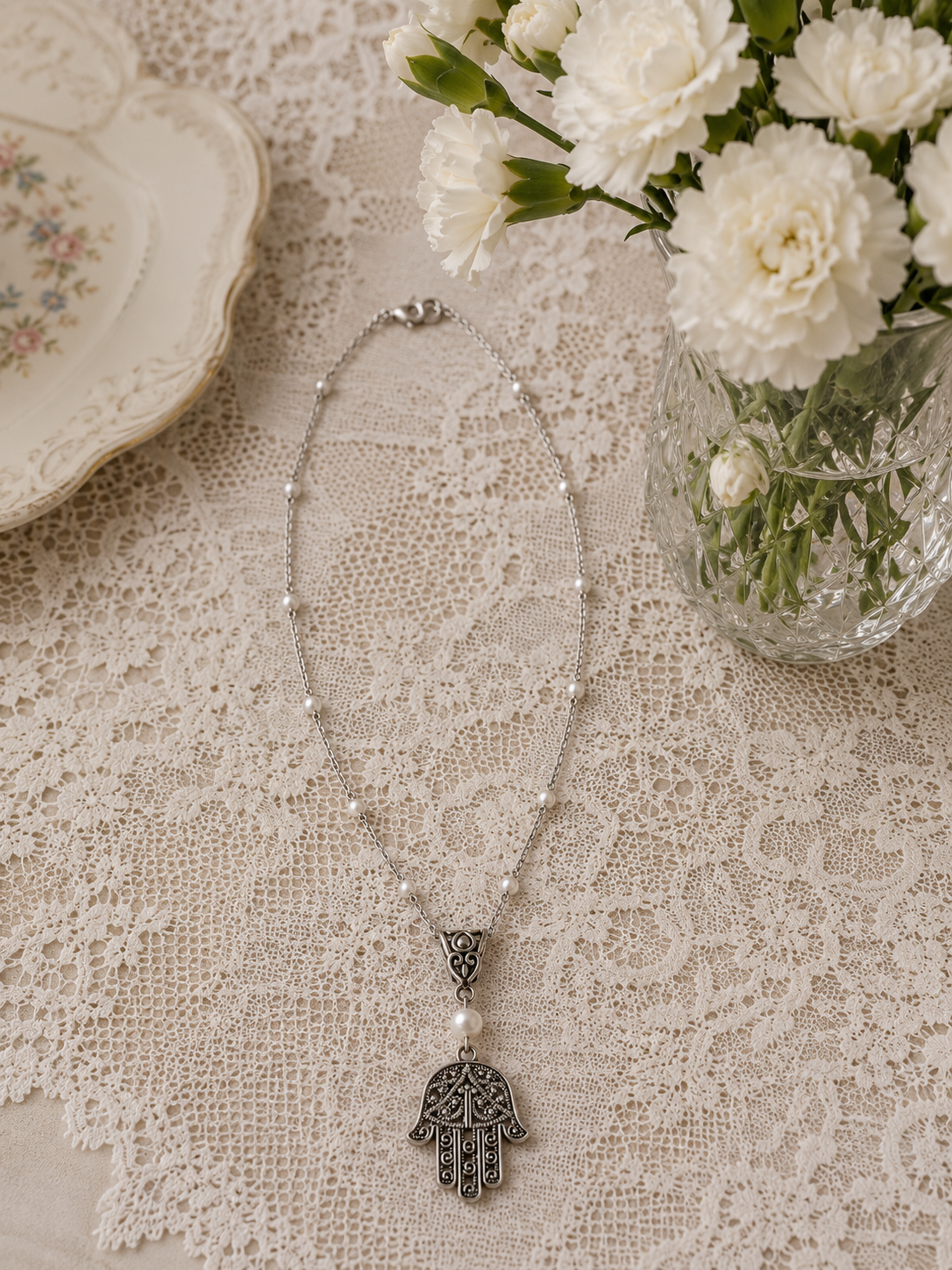 Hamsa Pearl Necklace Lace ChatGPT.png