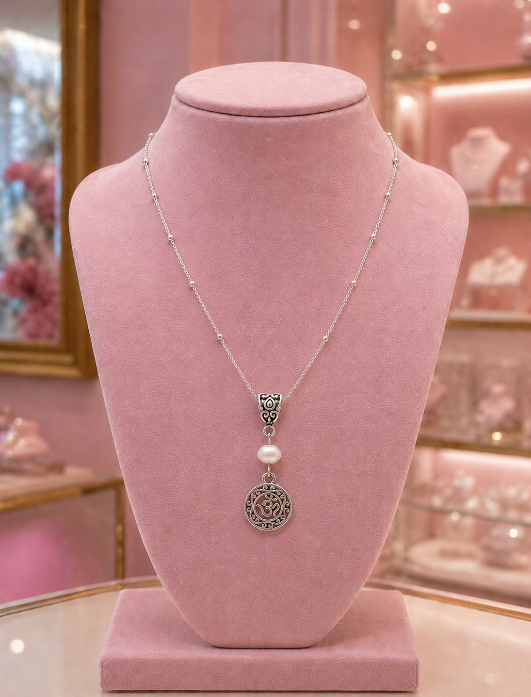Om Pearl Necklace Jewelry Shop Pink ChatGPT.png