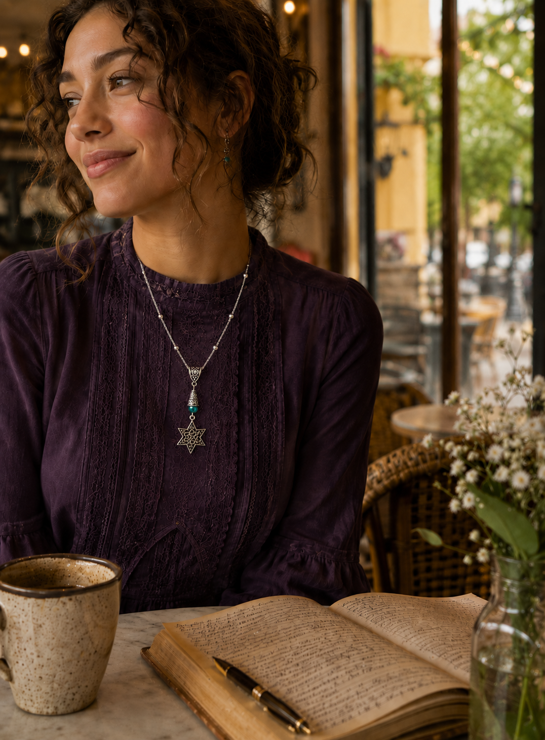 Star Of David Necklace Green Cafe Model ChatGPT.png