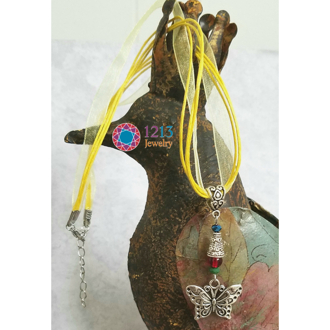 Butterfly Colorful Logo Yellow Ribbon Cord Necklace Full Bird.png