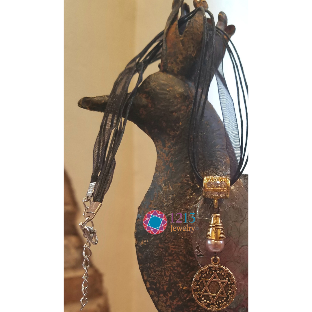 Gold Medallion Logo Star Of David Ribbon Necklace Full Bird.png