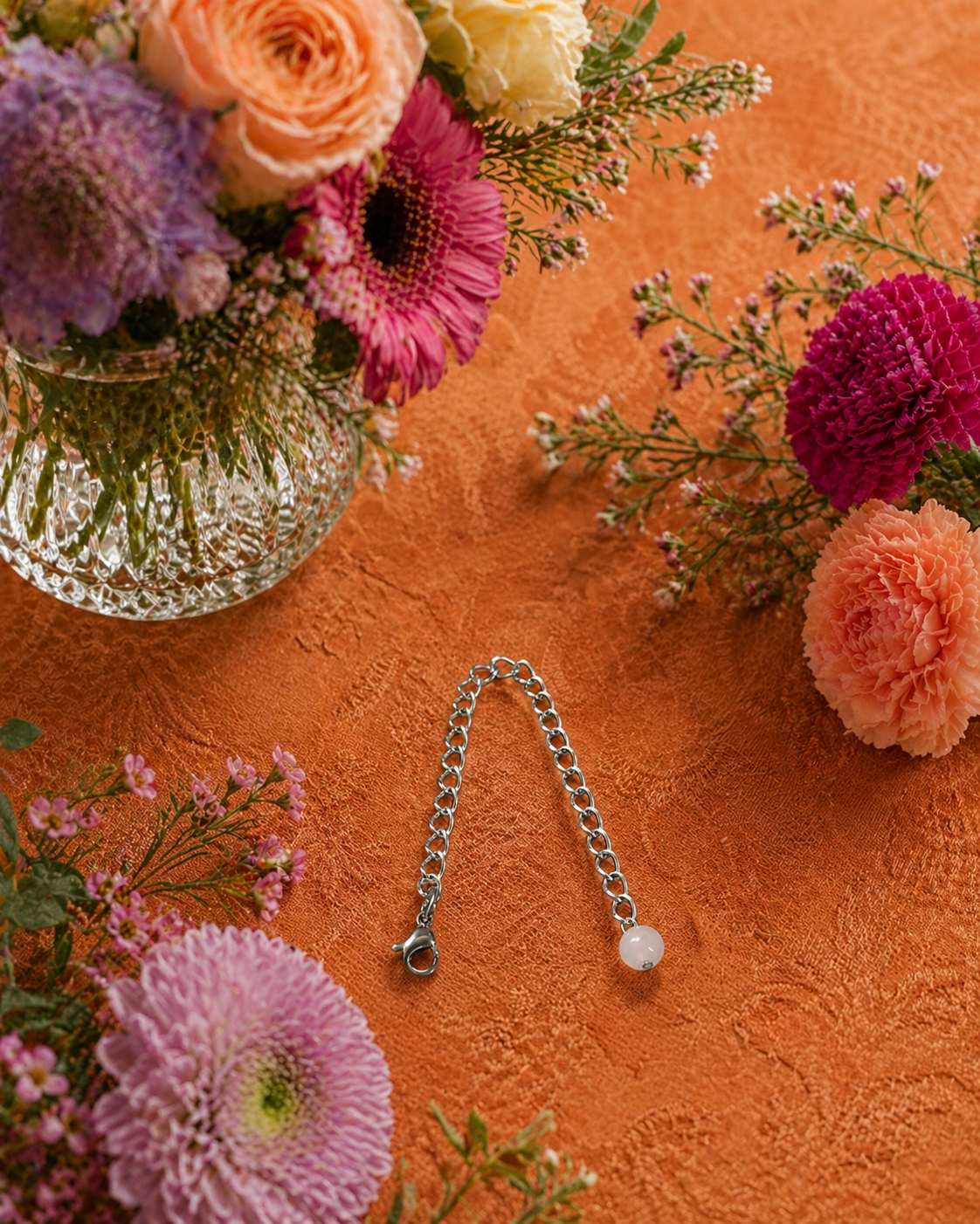 Rose Quartz Handmade Necklace Extender Chain