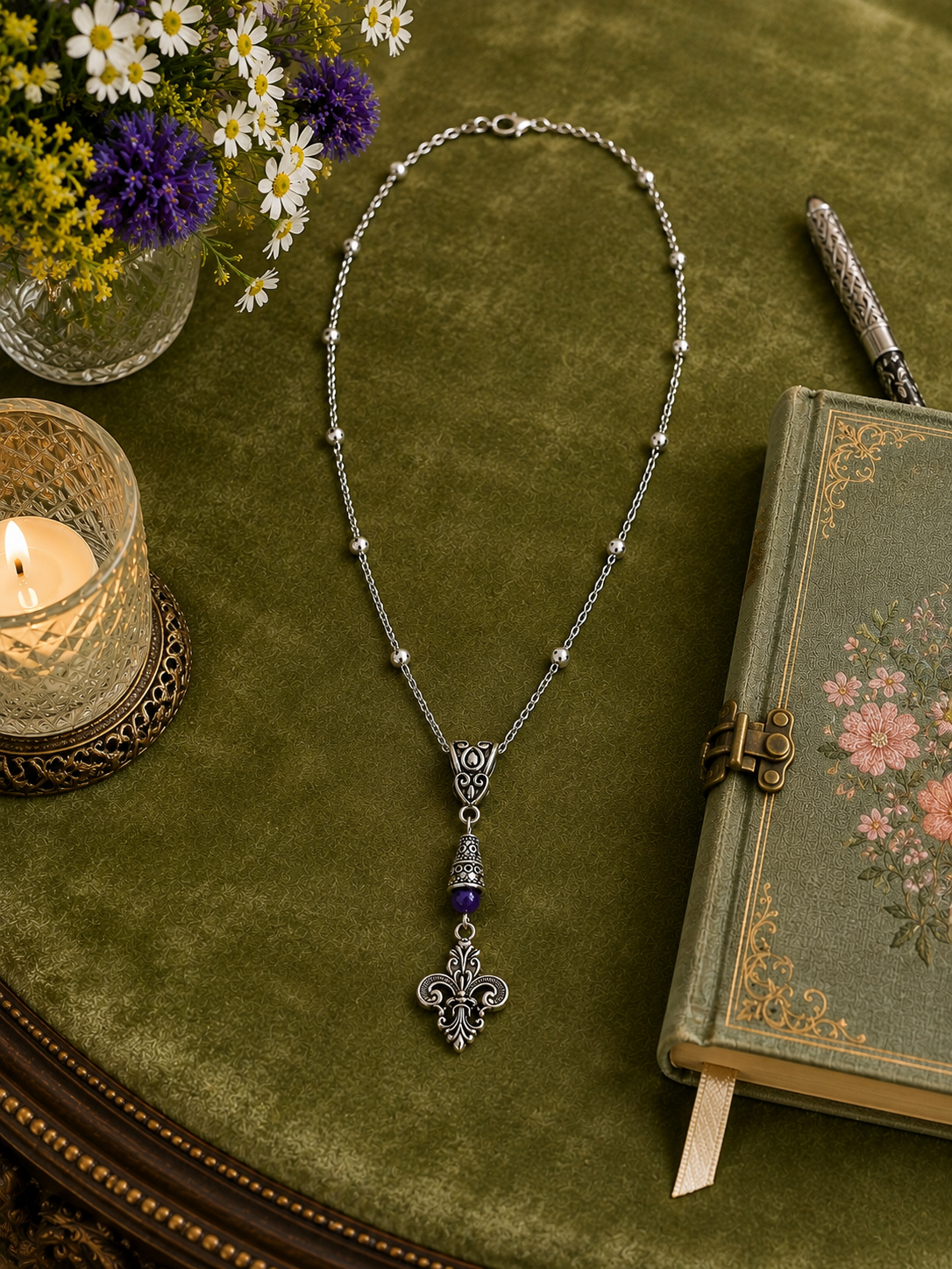 Fleur De Lis Necklace Purple Journal ChatGPT.png