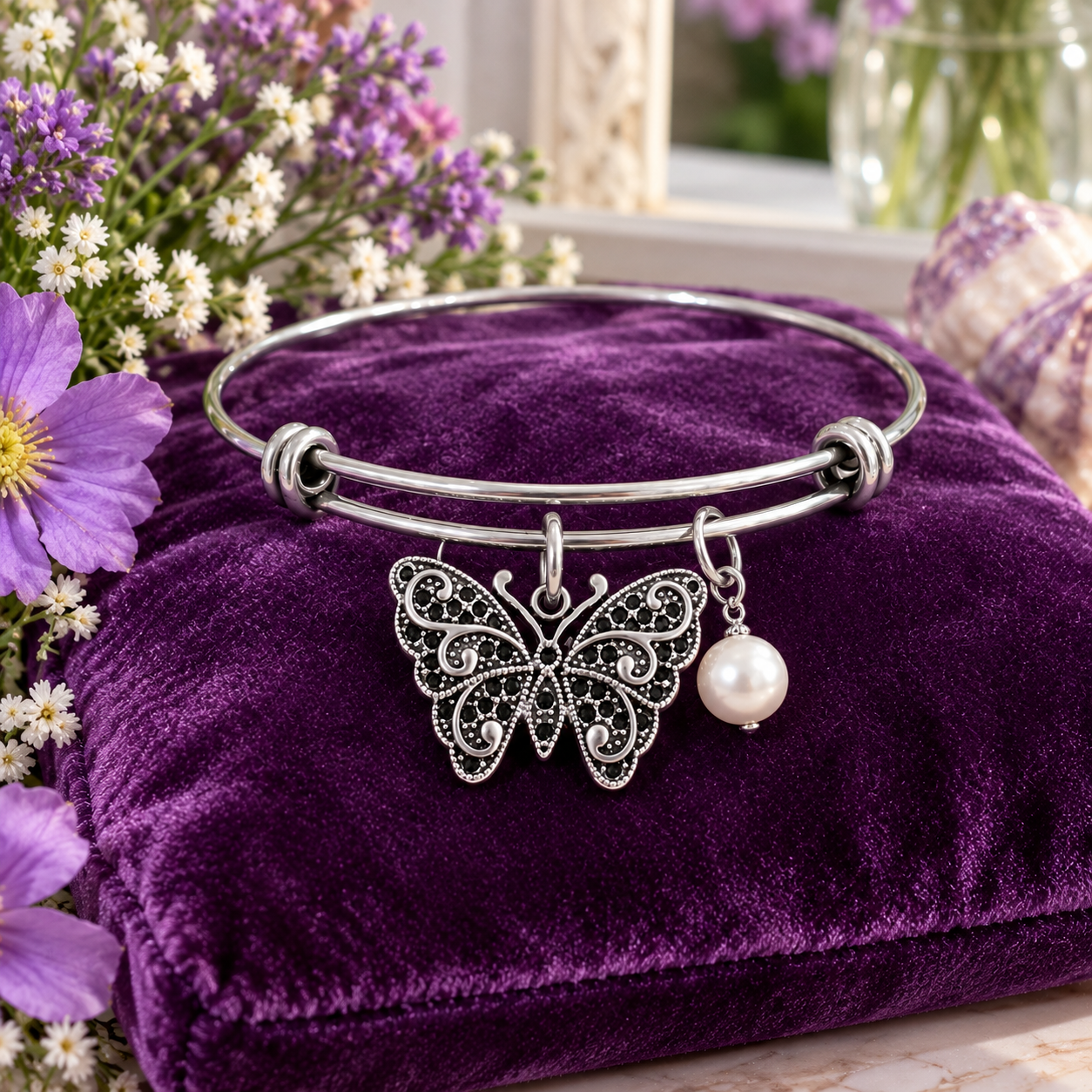 Butterfly Semiprecious Handmade Bracelet