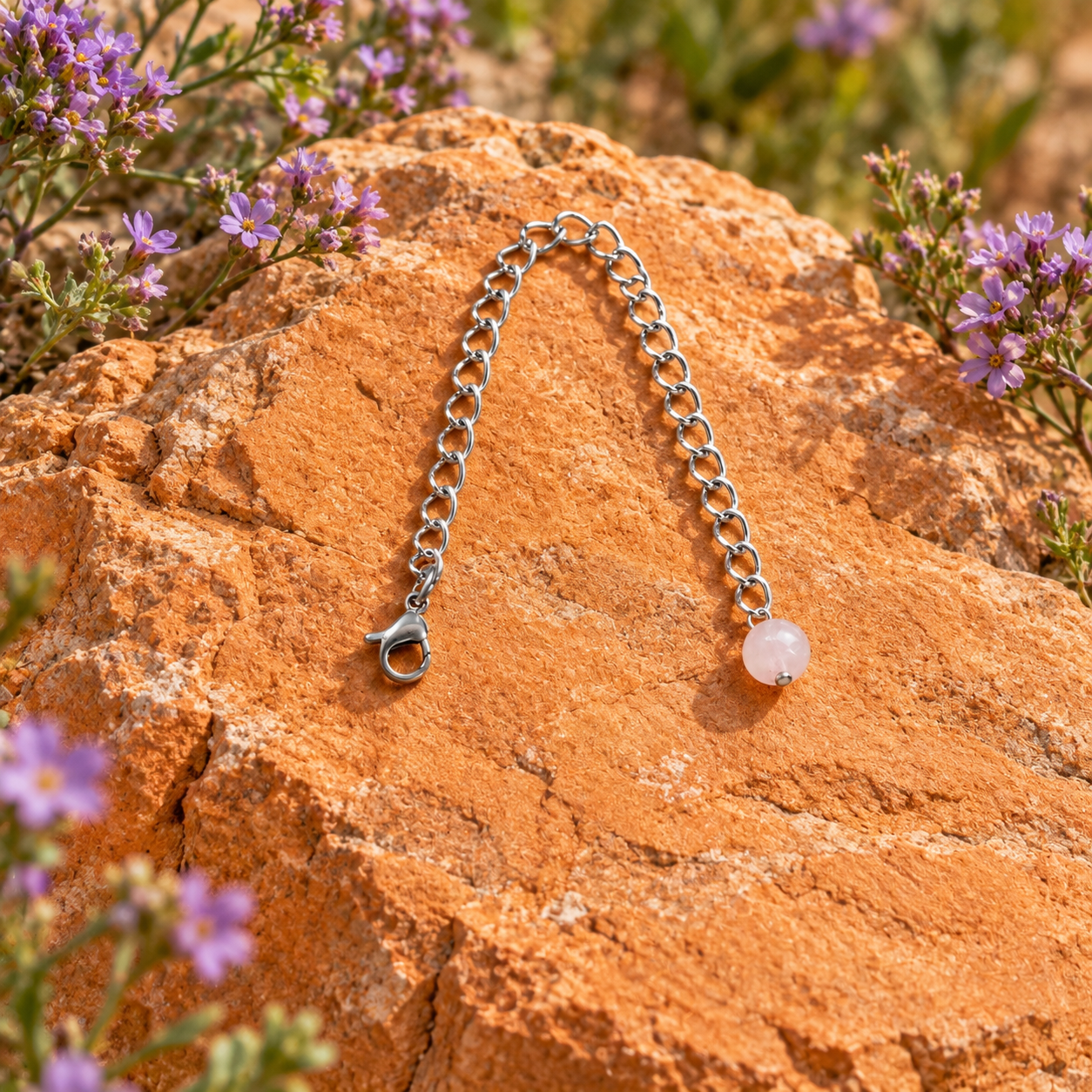 Rose Quartz Handmade Necklace Extender Chain