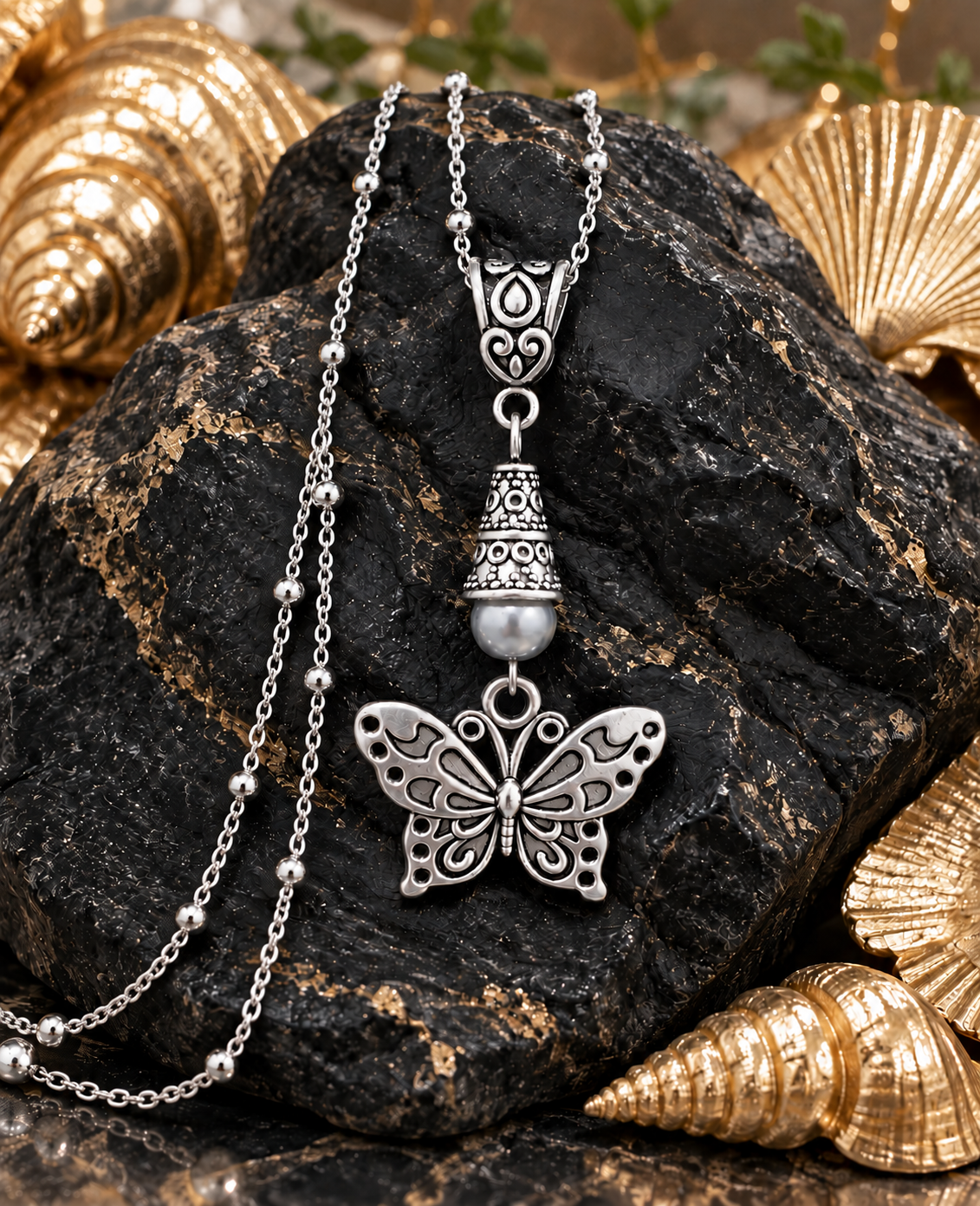 Butterfly Necklace Gray Accent Black Gold Rock ChatGPT.png