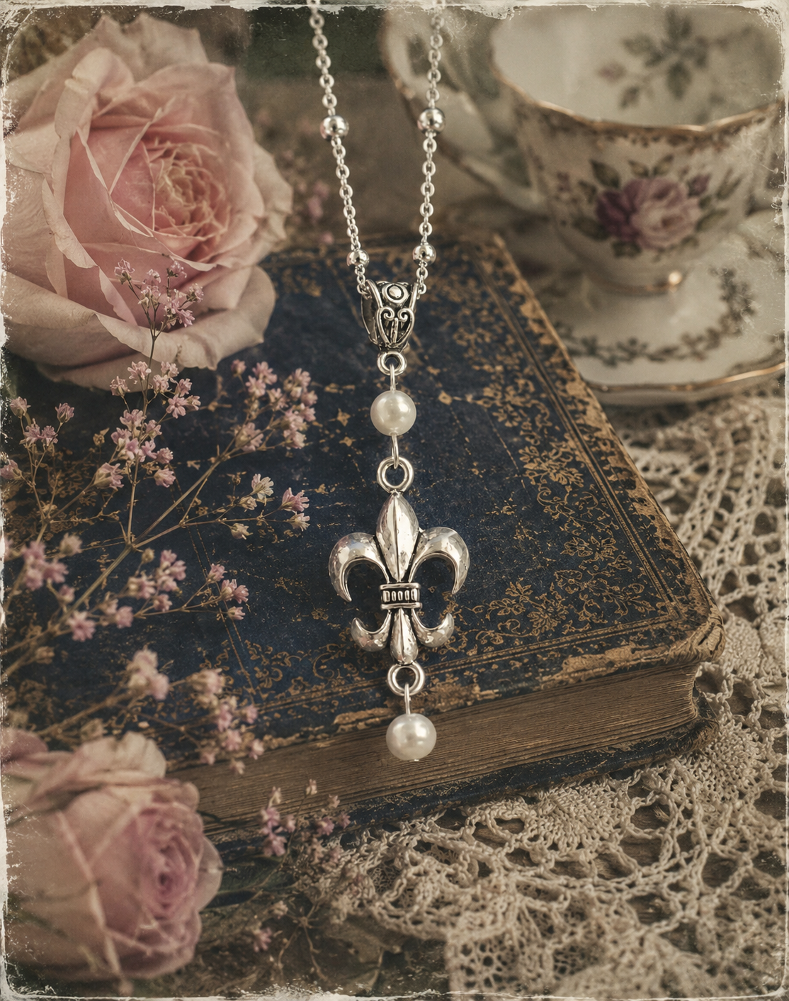 Fleur De Lis Pearl Necklace Vintage ChatGPT.png