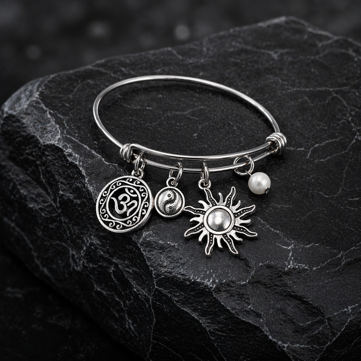 Om Yin Yang Sun Pearl Handmade Bracelet