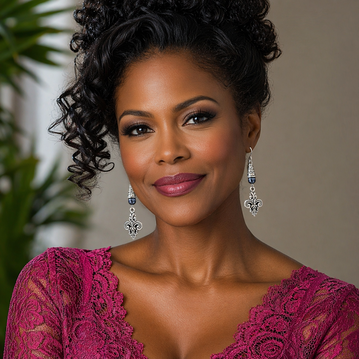 Blue Fleur De Lis Earrings Model ChatGPT.png