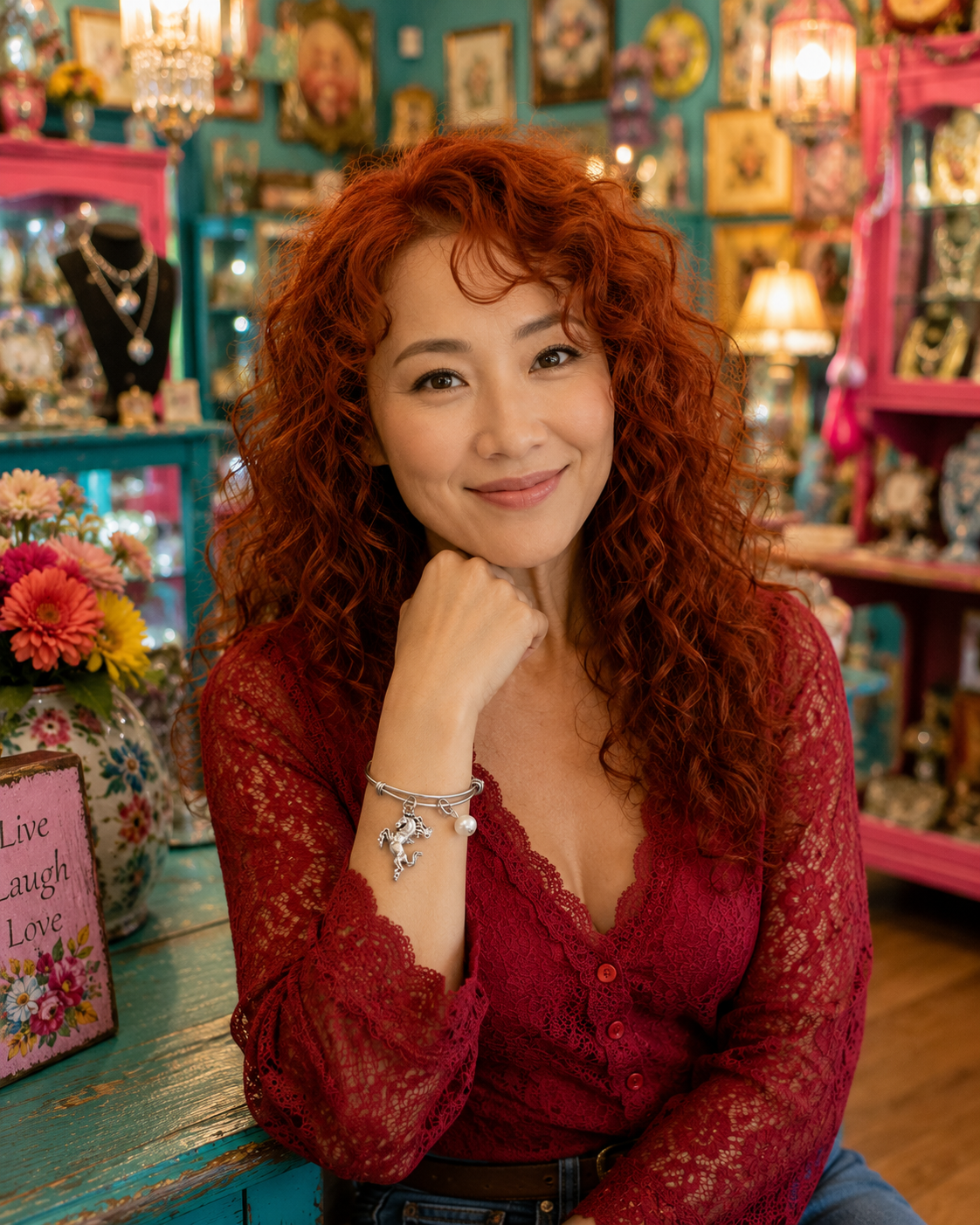 Horse Pearl Bracelet Asian Woman Shop ChatGPT.png