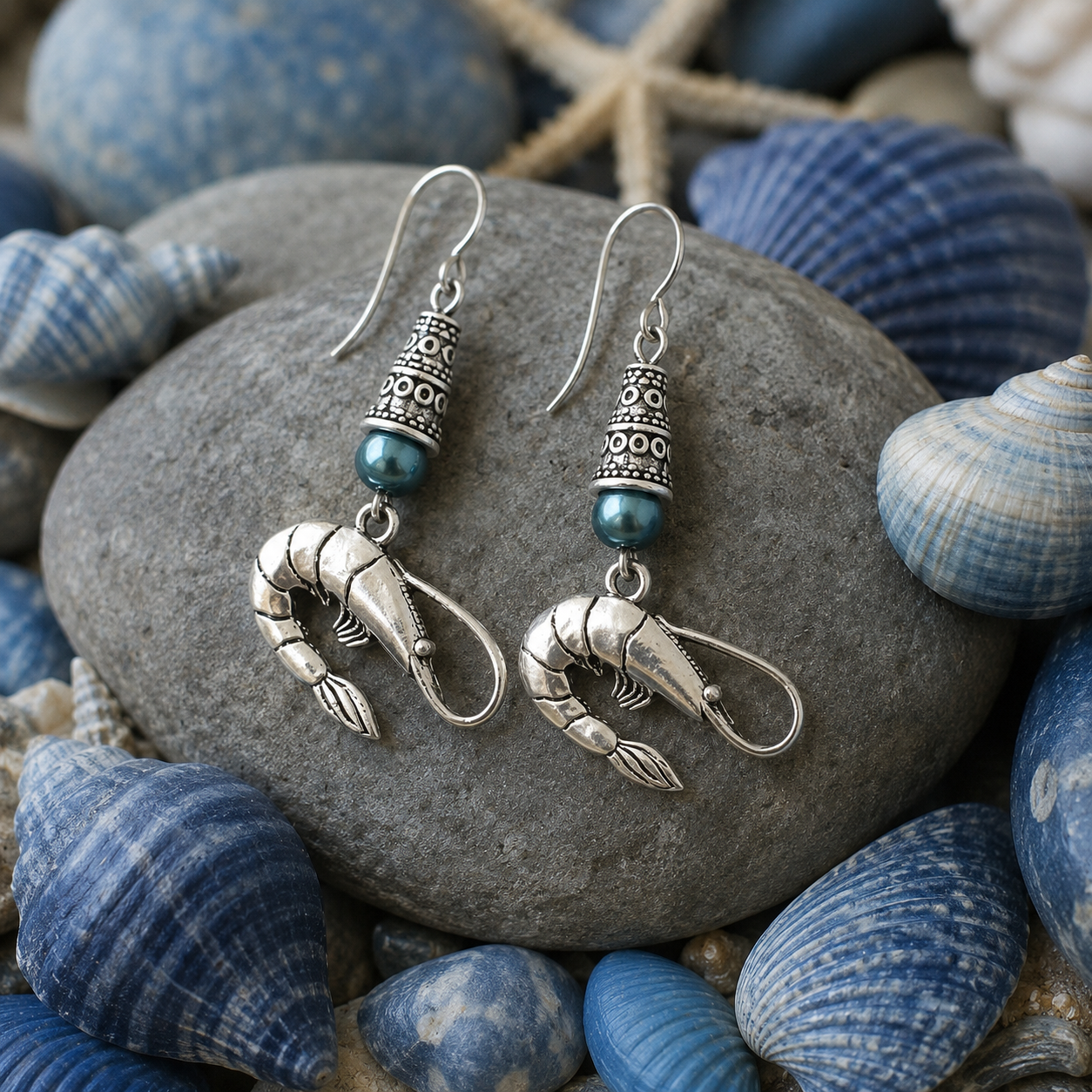Shrimp Eaerrings Rock Shells ChatGPT.png