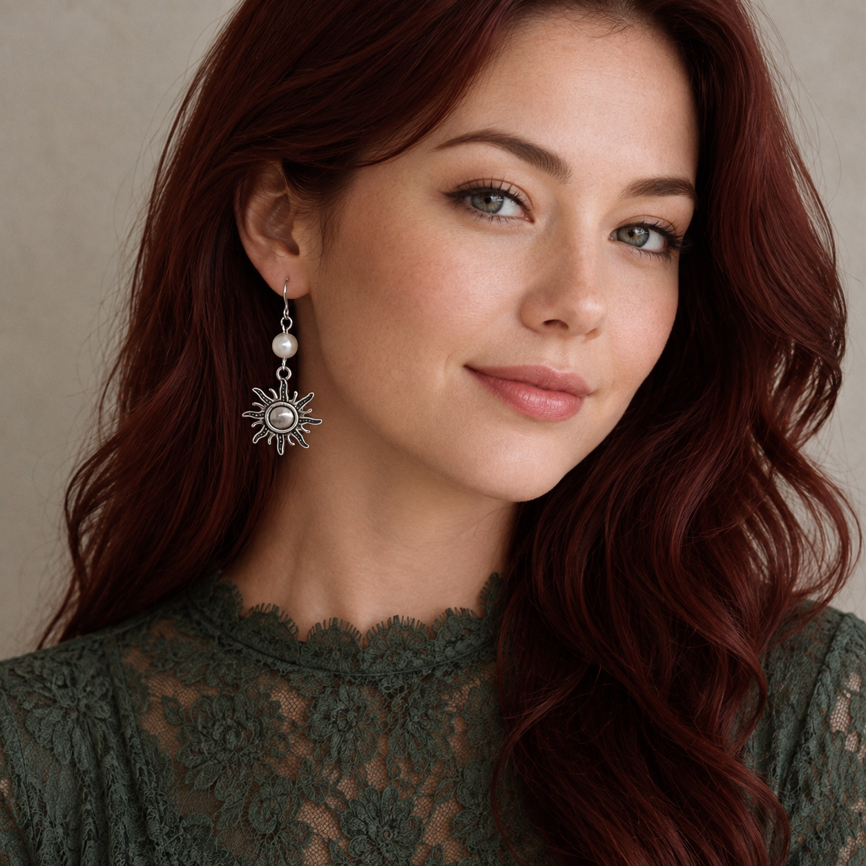 Sun Pearl Earrings Woman Lace ChatGPT.png