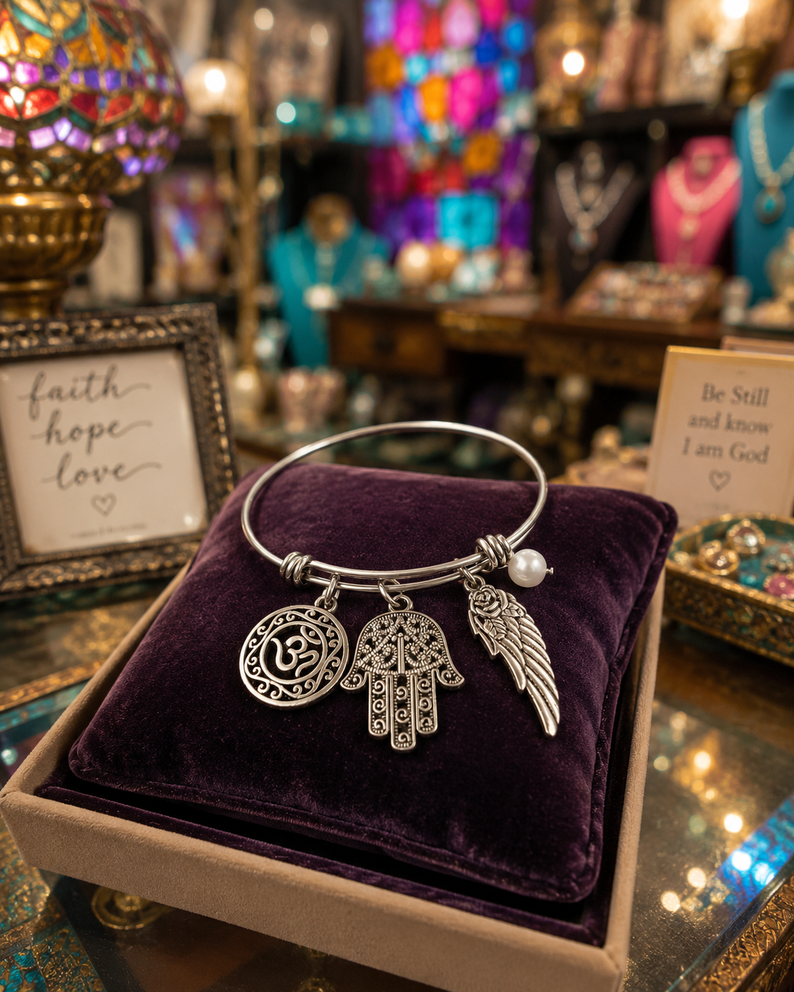 Om Hamsa Wing Pearl Bracelet Shop ChatGPT.png