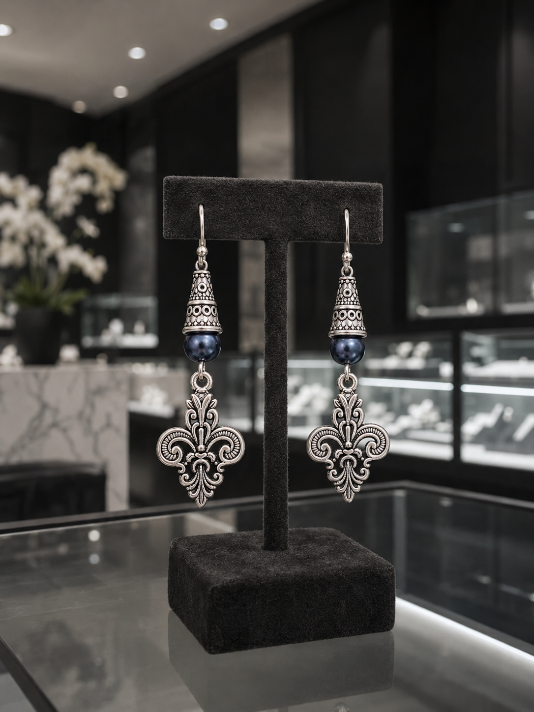 Fleur De Lis Earrings Blue Jewelry Shop ChatGPT.png