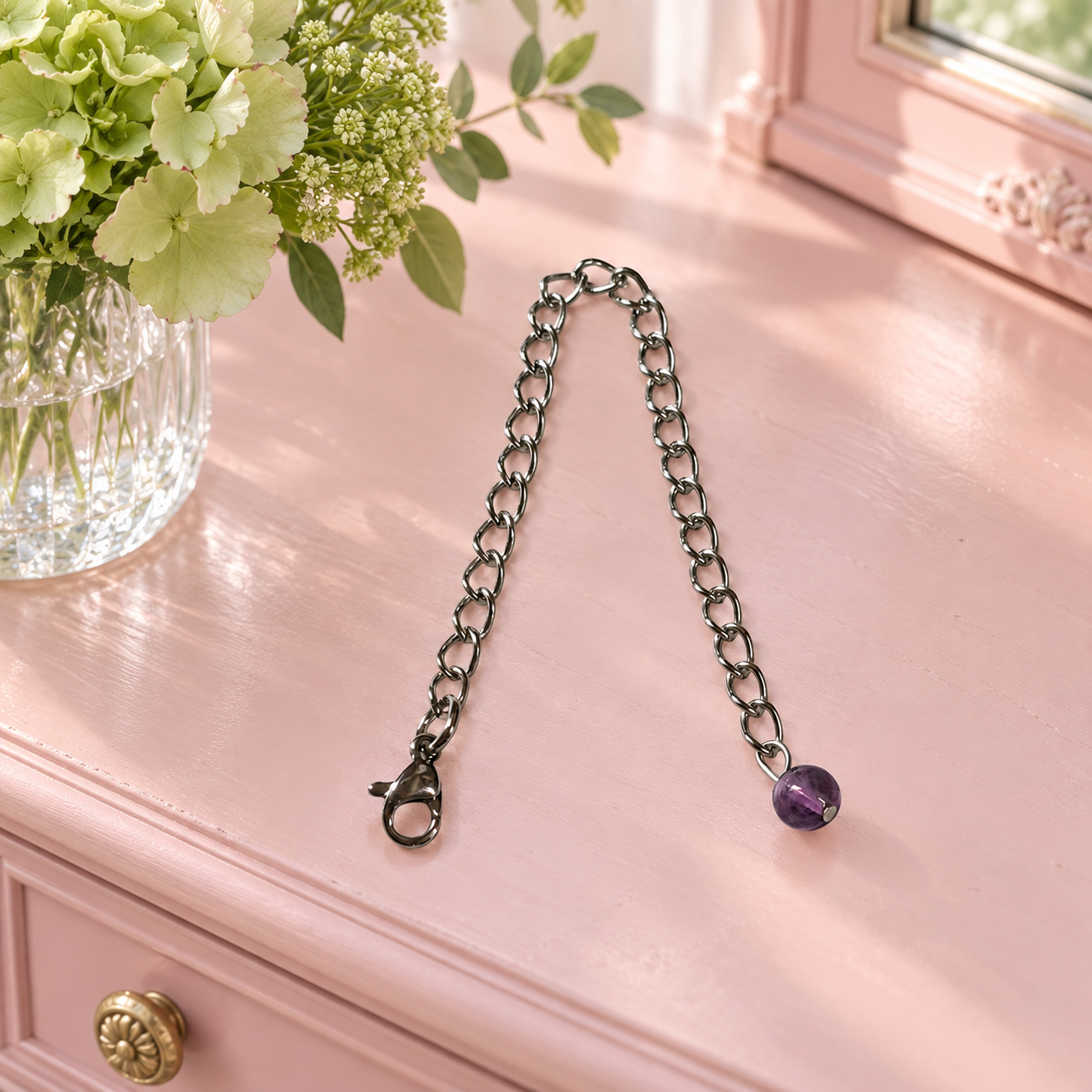 Amethyst Handmade Necklace Extender Chain