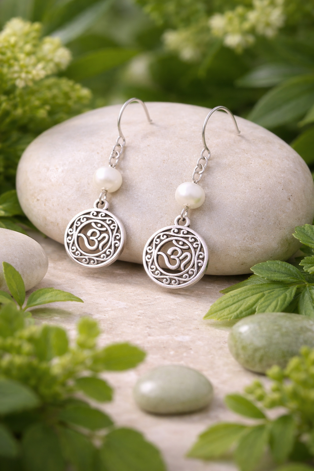 Om Pearl Handmade Earrings