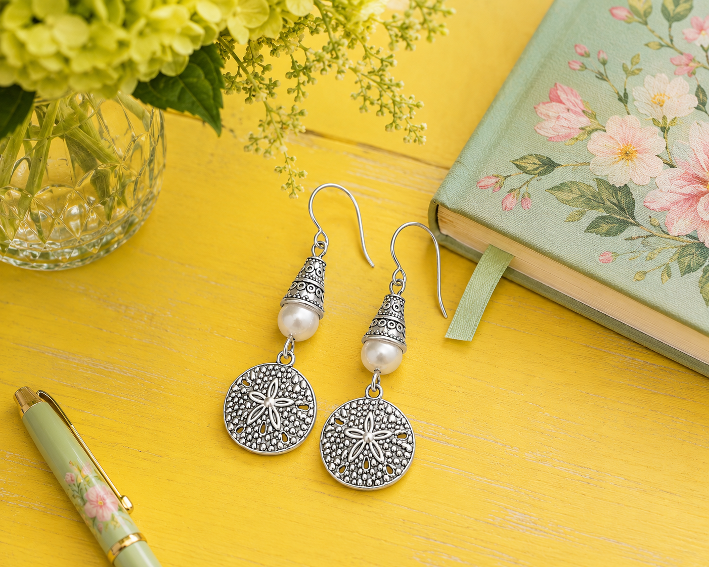 Sand Dollar Earrings White Yellow Dresser CharGPT.png