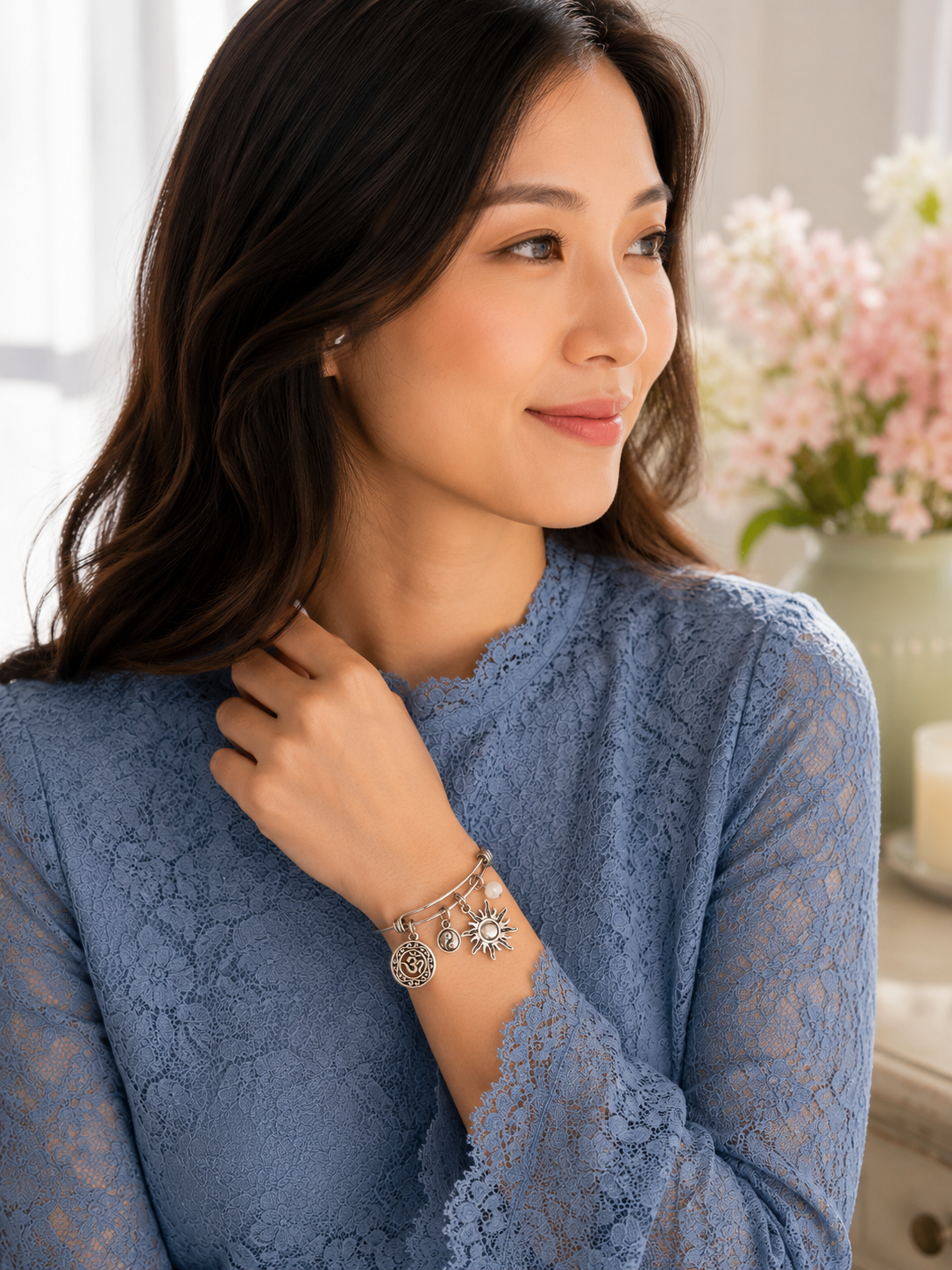 Om Yin Yang Sun Pearl Bracelet Model ChatGPT.png