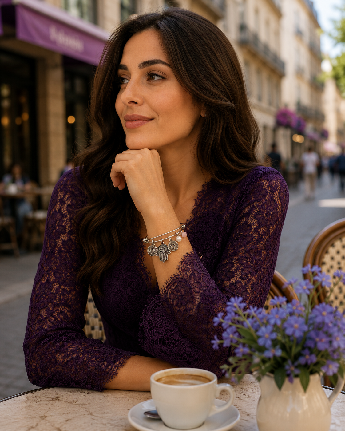 Hamsa Star Of David Pearl Rose Quartz Bracelet Model Cafe.png