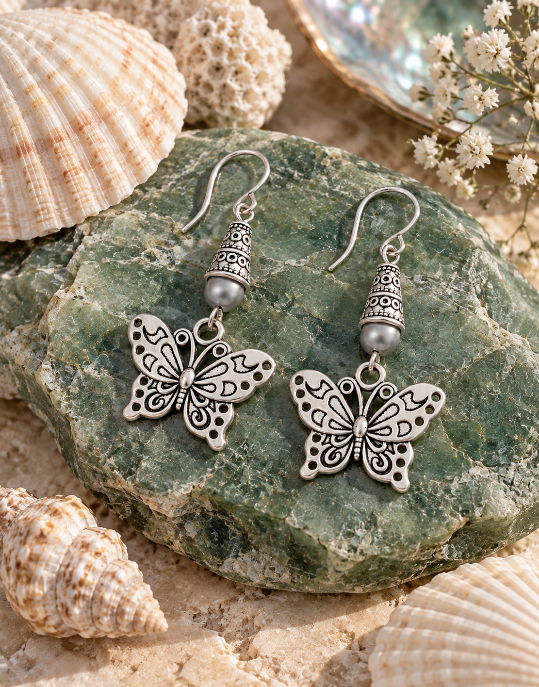 Butterfly Earrings Gray Accent Green Rock ChatGPT.png