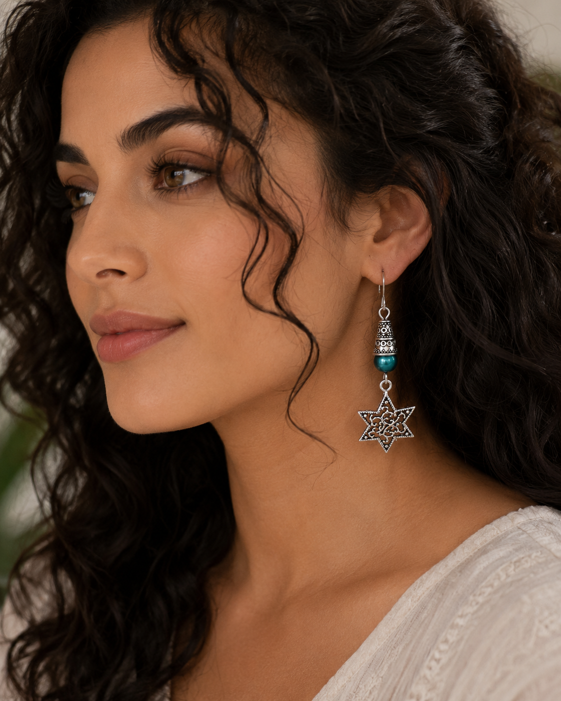 Star Of David Green Accent Model Earrings ChatGPT.png