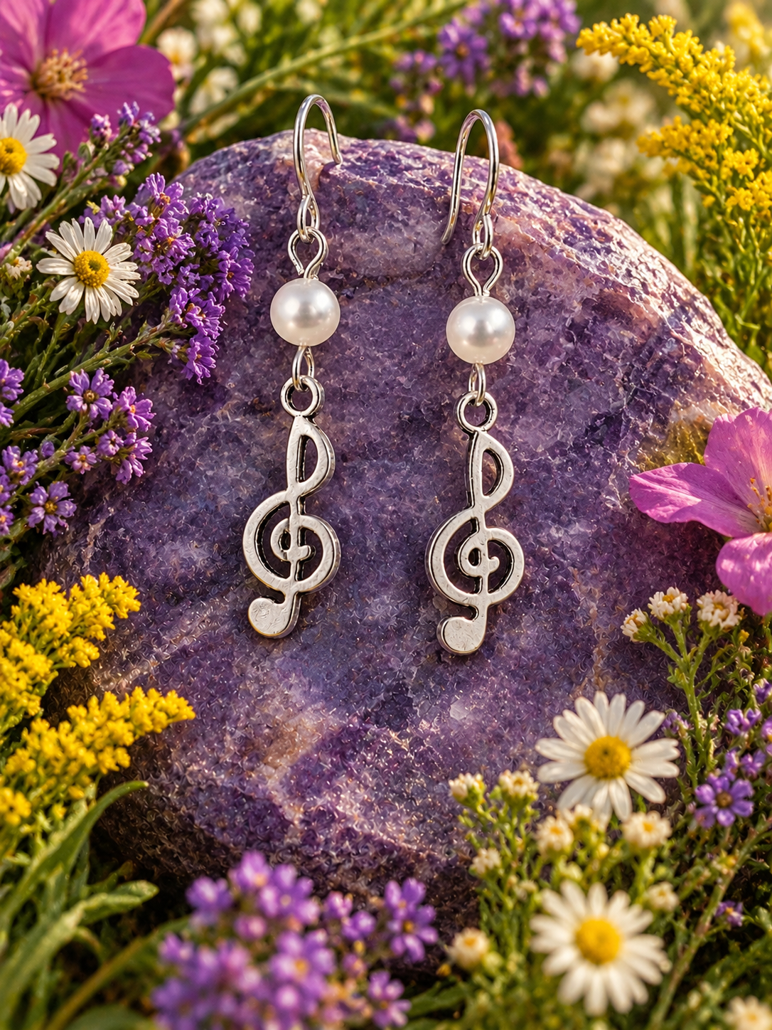 G Clef Pearl Earrings Rock Flowers ChatGPT.png