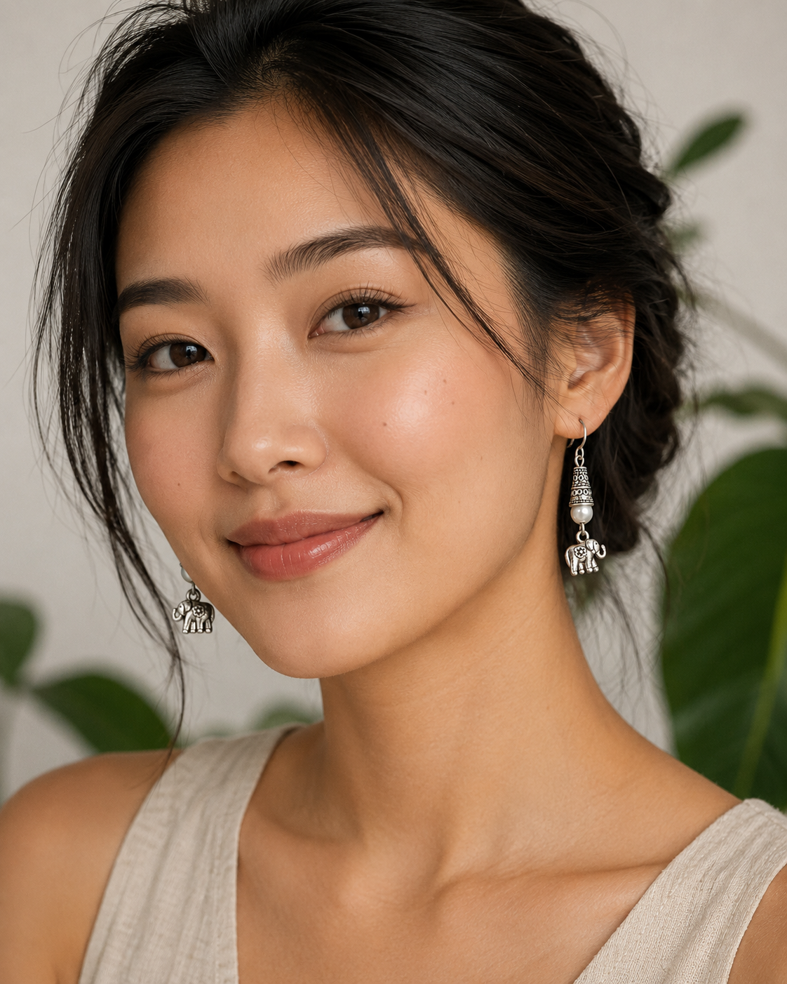 Elephant Earrings Model Asian Model ChatGPT.png