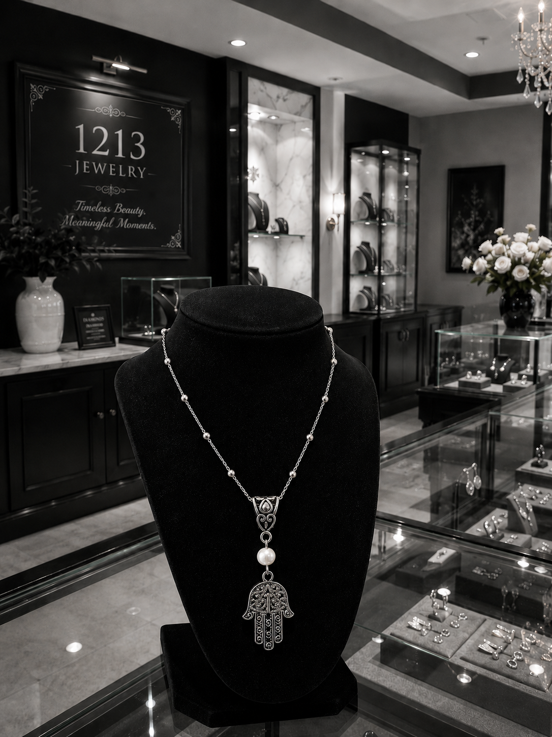 Hamsa Pearl Necklace Jewelry Shop ChatGPT.png