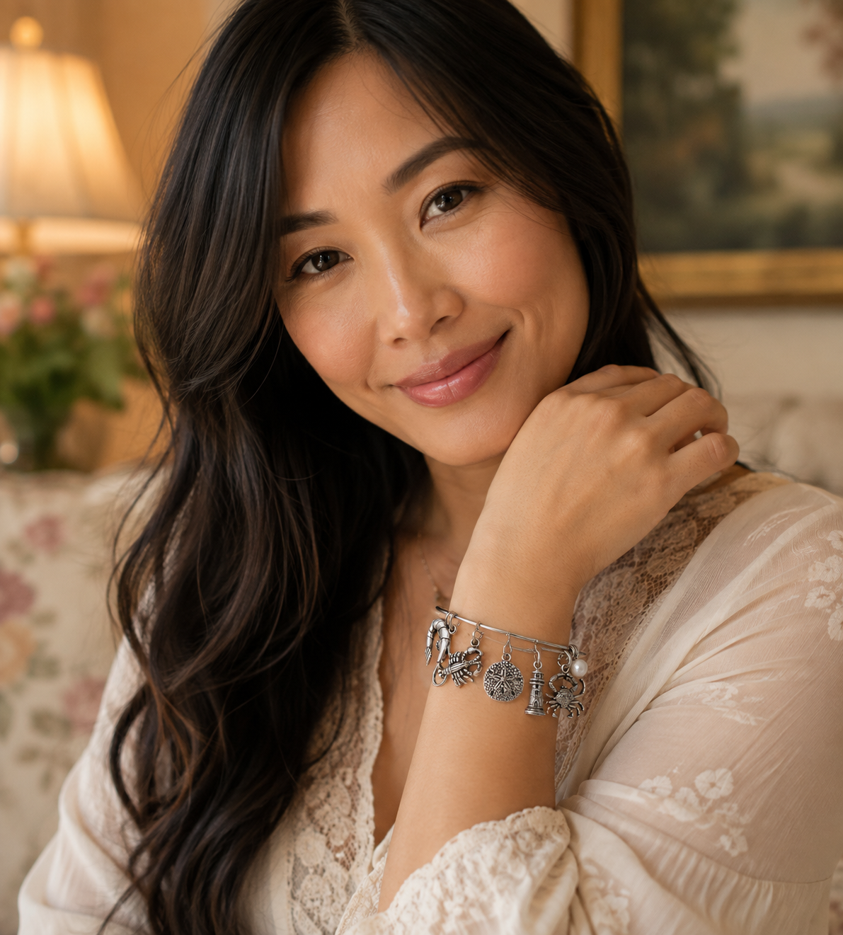 Beach Pearl Bracelet Asian Model ChatGPT.png