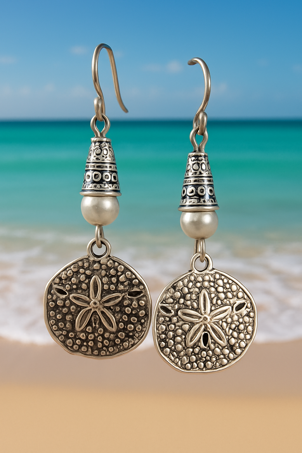 Sand Dollar Earrings Beach Scene ChatGPT.png