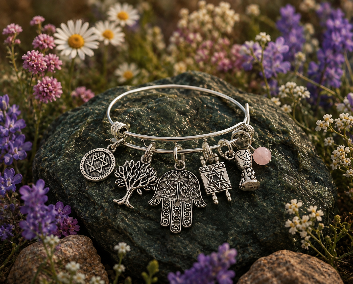 Jewish Rose Quartz Bracelet Rock Flowers ChatGPT.png