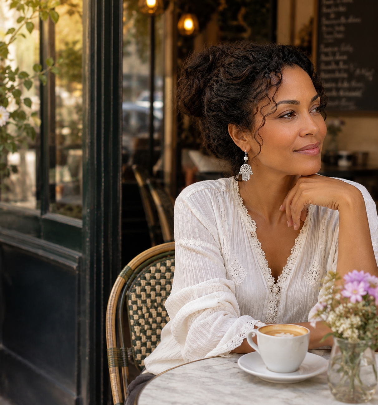 Hamsa Pearl Earrings Cafe Model ChatGPT.png