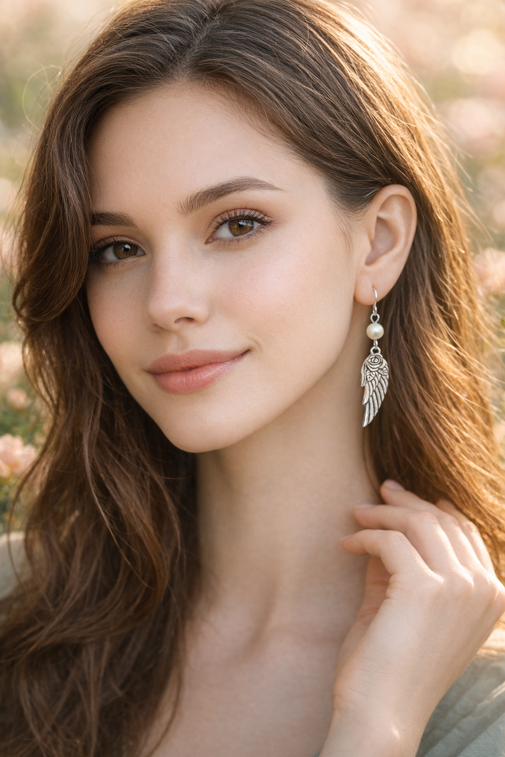 Wing Pearl Earrings Full Model.png