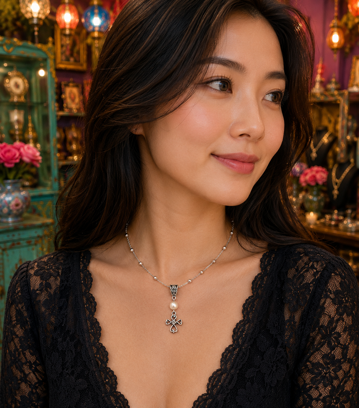 Cross Pearl Necklace Woman ChatGPT.png