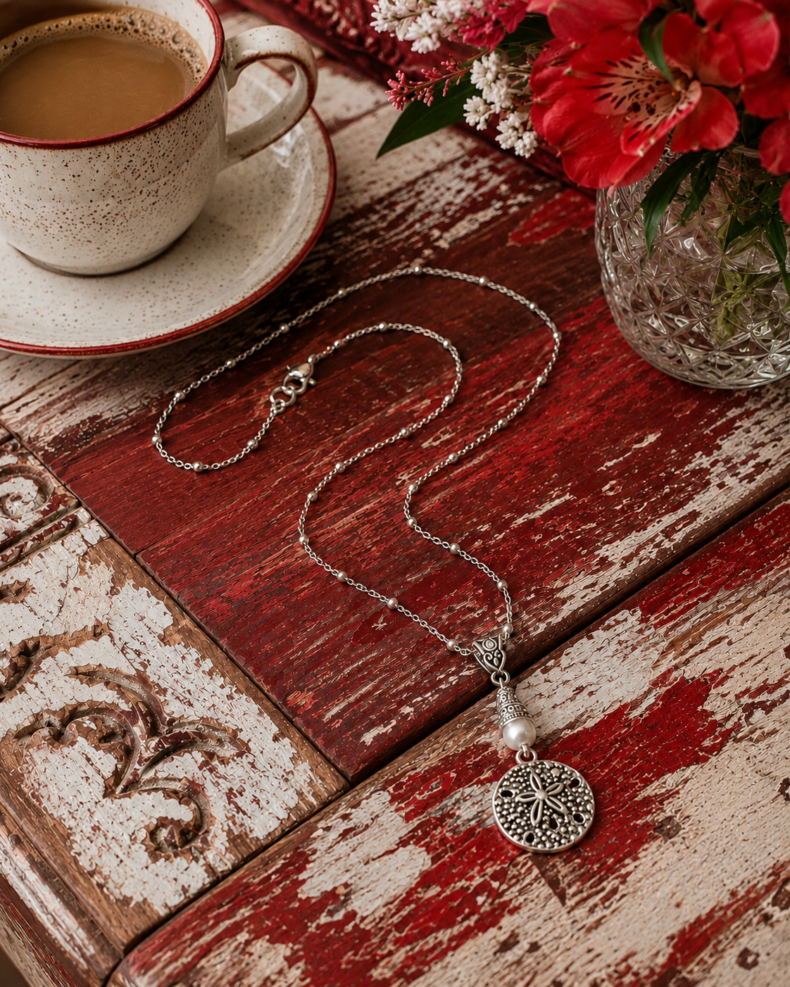 Sand Dollar Necklace White VIntage ChatGPt.png