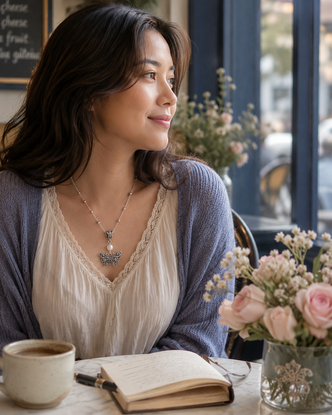 Butterfly Pearl Necklace Cafe ChatGPT.png
