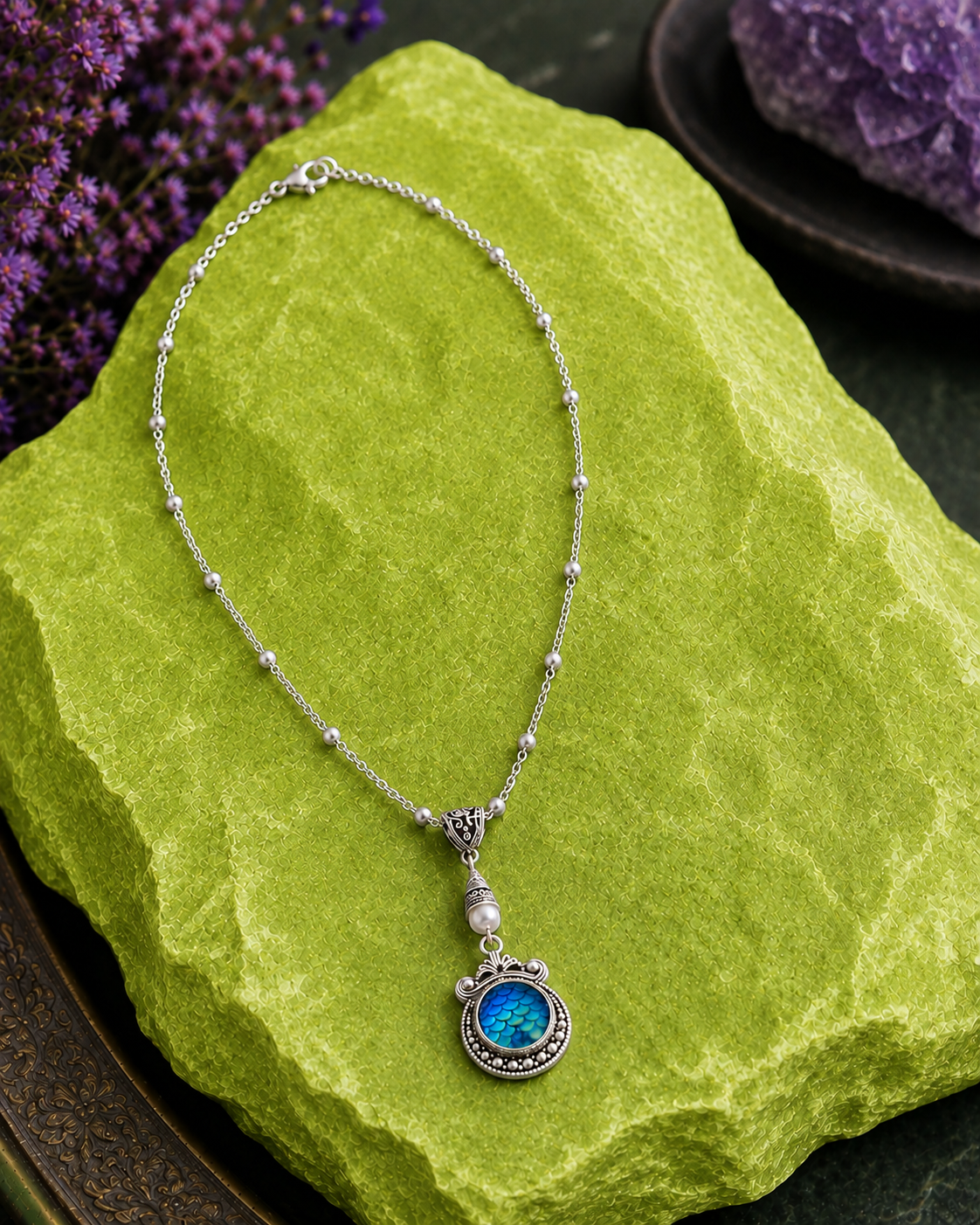 Mermaid Necklace Lime Green Rock ChatGPT.png