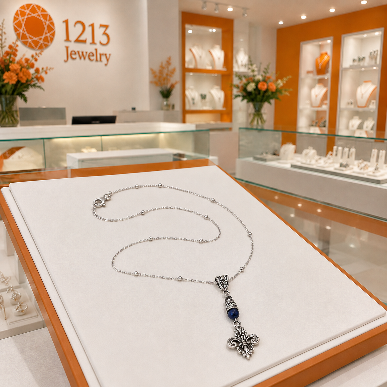 Fleur De Lis Blue Necklace Shop ChatGPT.png