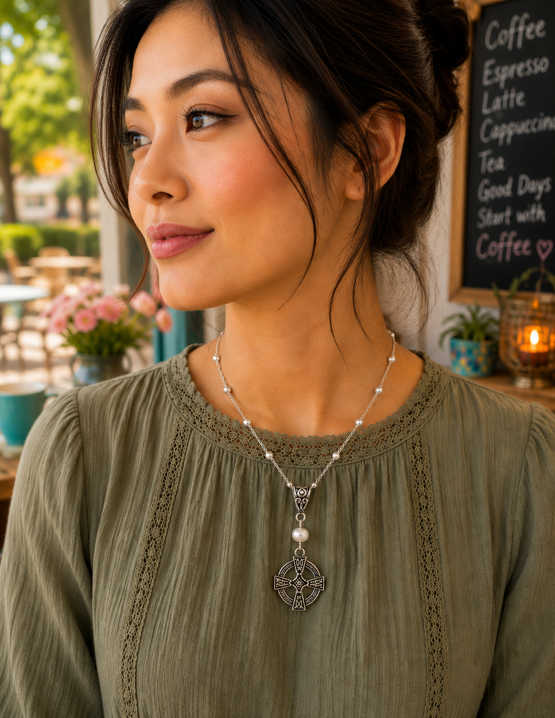 Celtic Cross Pearl Necklace Woman Shop ChatGPT.png