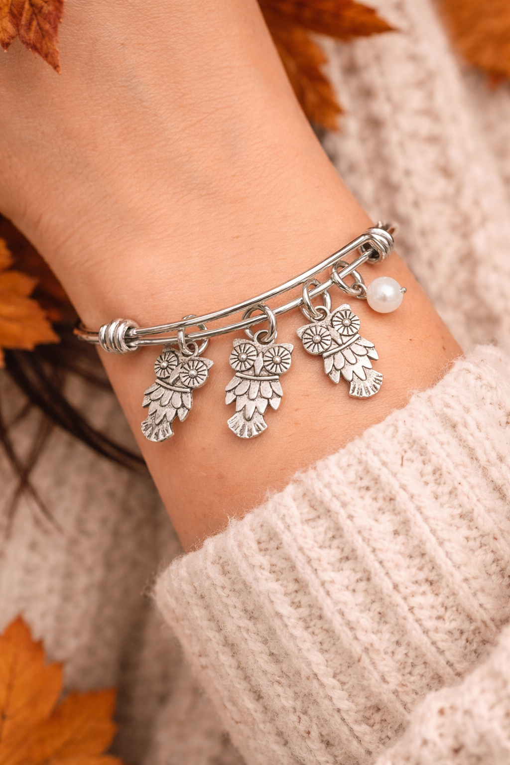 Owl Semiprecious Handmade Bracelet