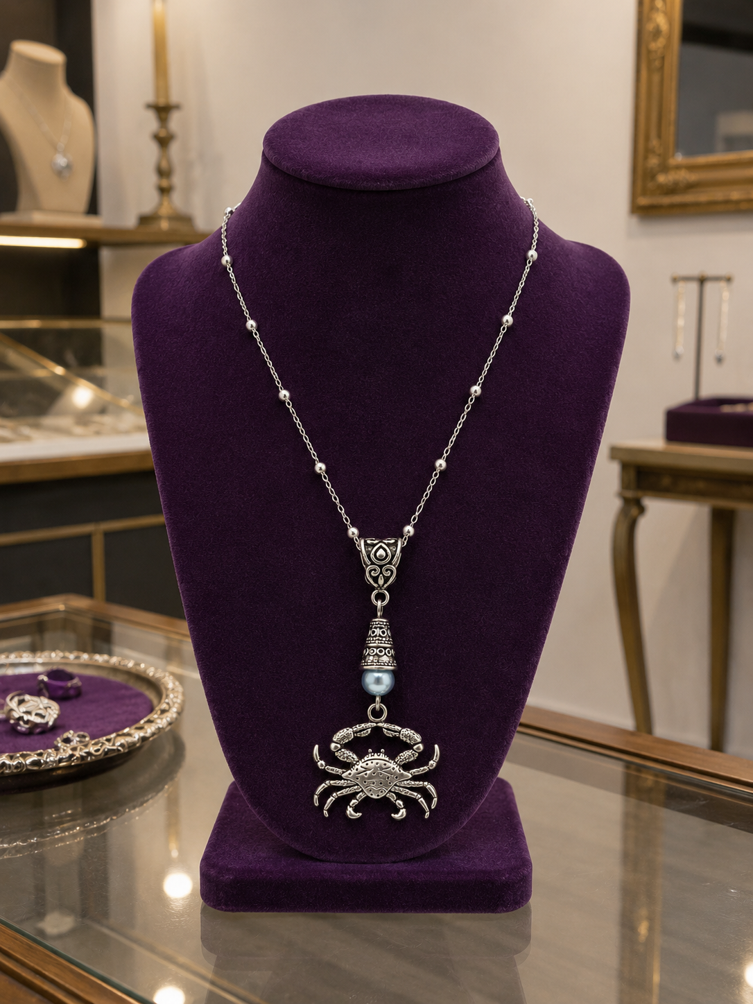 Crab Necklace Blue Jewelry Shop ChatGPT.png