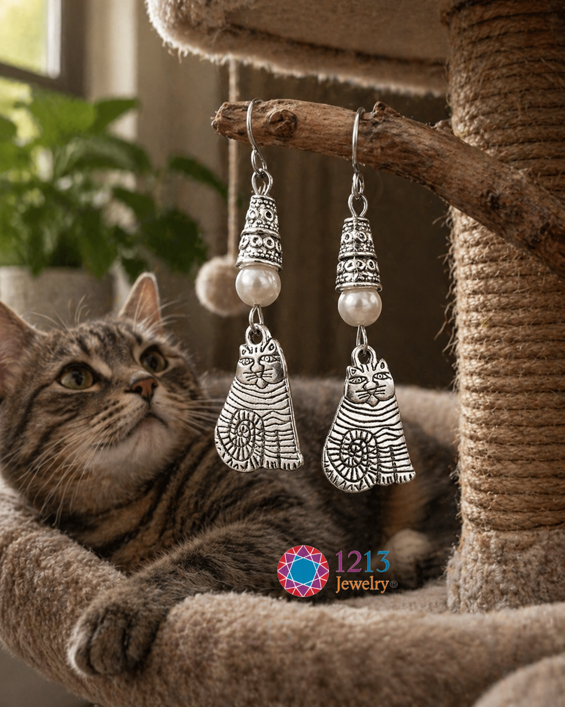 Cat Earrings with a Cat ChatGPT Logo.png
