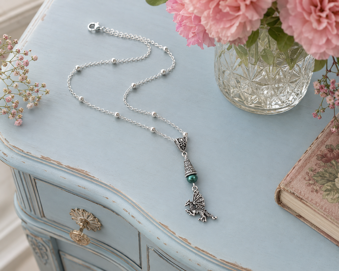 Dragon Necklace Green Dresser Flowers ChatGPT.png