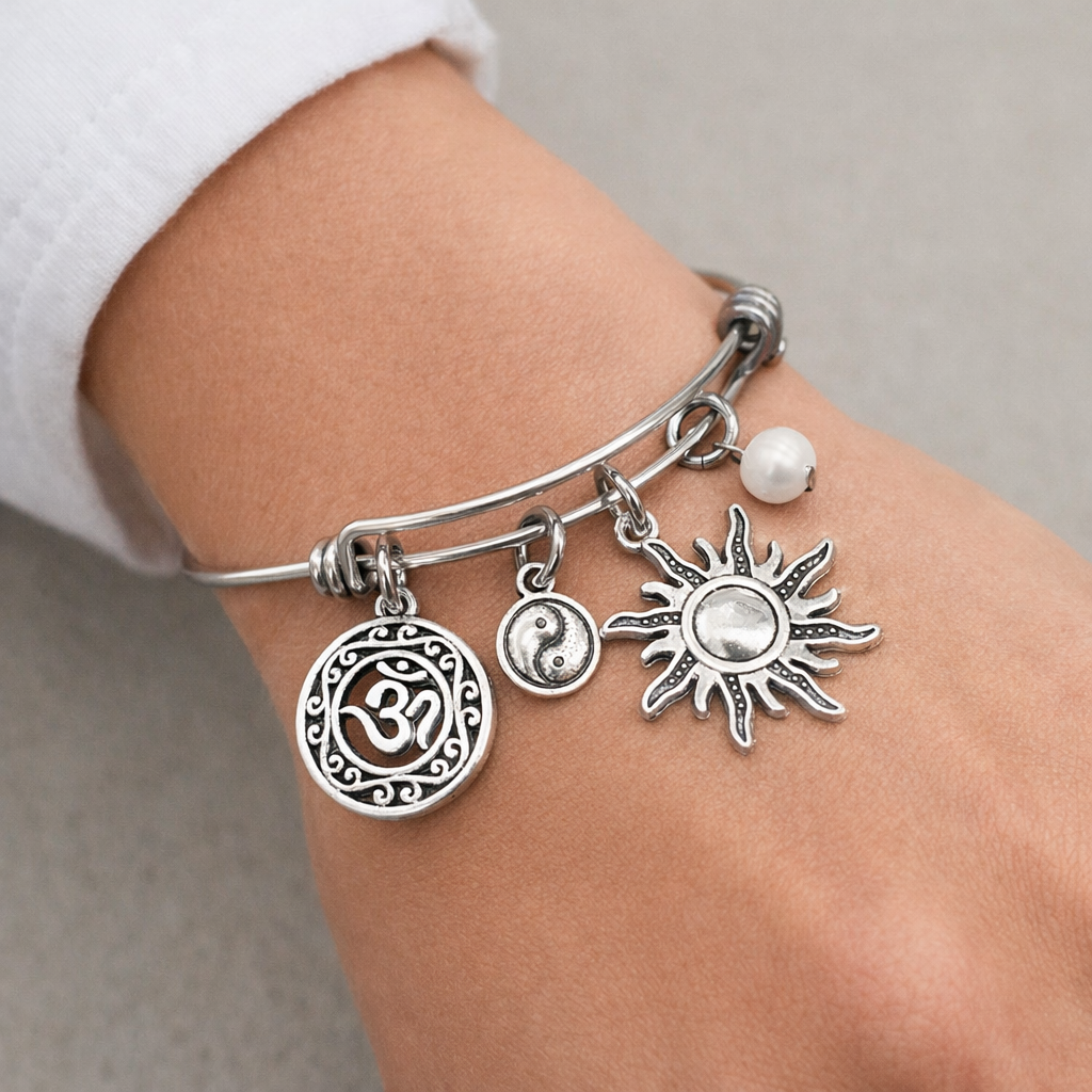 Om Yin Yang Sun Pearl Handmade Bracelet