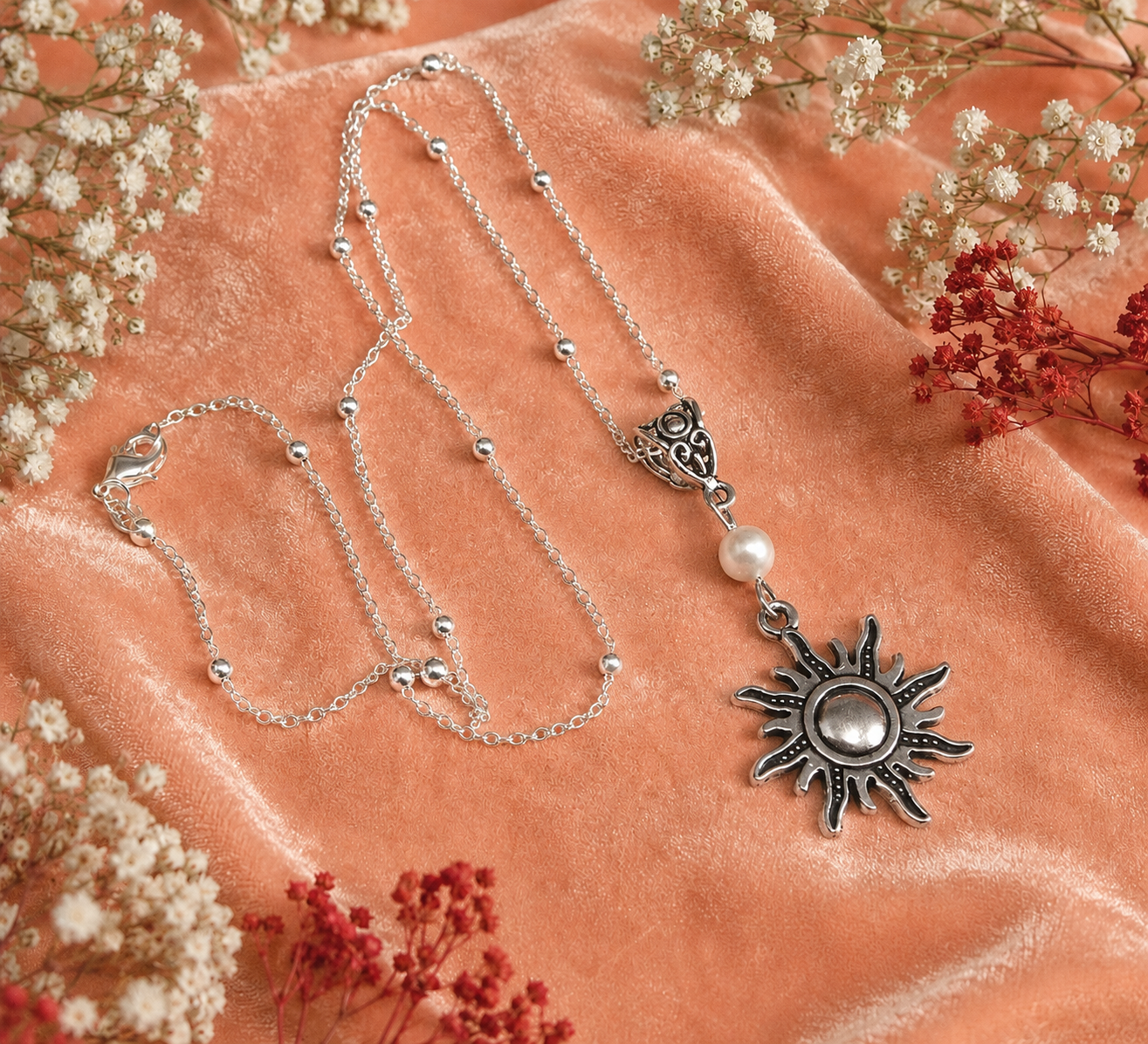 Sun Pearl Necklace Peach Velvet ChatGPT.png